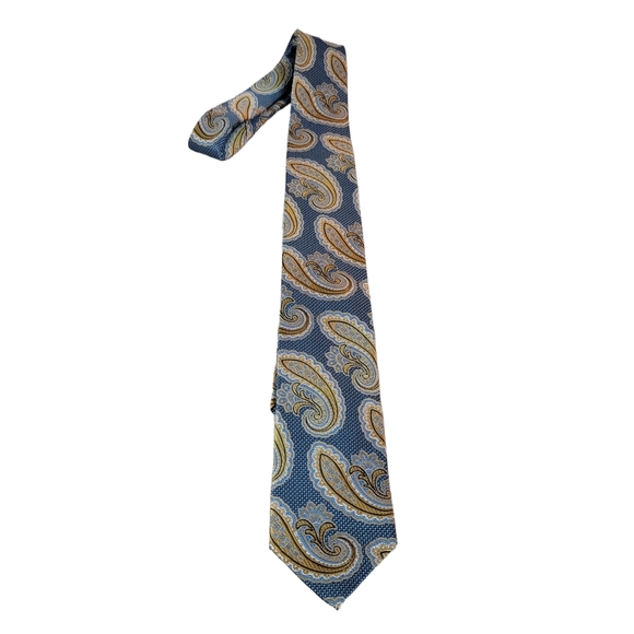 Bruno Piattelli Roma Regal Blue/Gold Paisley Men's Tie - Picture 2 of 14